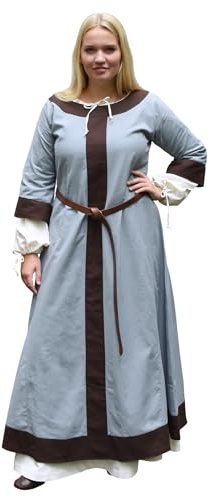 Battle-Merchant Mittelalter Kleid Gudrun, Damen, 3/4 Ärmel, Baumwolle | bodenlang, Wikinger Gewandung, Reenactment, LARP & Fantasy Cosplay
