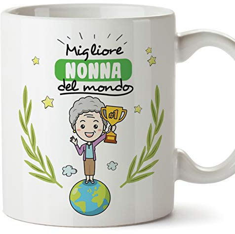 Mugffins Nonna Tazza/Mug - Migliore Nonna Del Mondo - Idea Regalo Festa Della Mamma/Tazza Migliore Nonna in Ceramica. 350 ml