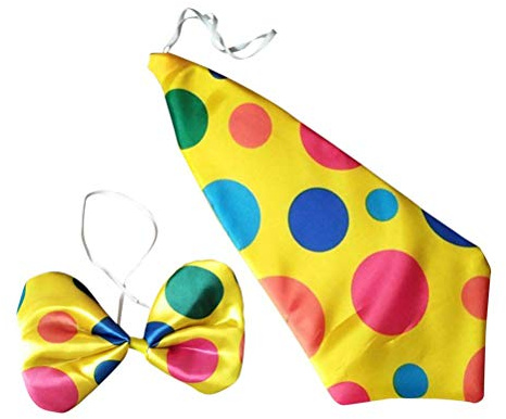 BinaryABC Clown Tie and Bow Tie Set,Clown Costume Props,Halloween Carnival Circus Costume Fancy Dress Accessories