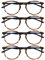 OPULIZE Met 4er-Pack Braune Schildpatt Marineblau Lesebrille Groß Runden Herren Damen Federscharniere RRRR60-2 +0,00