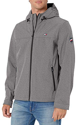 Tommy Hilfiger Men's Soft Shell Water Resistant Hooded Jacket Transitional Jacket