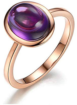 Bishilin Eheringe 18 Karat Rotgold Oval Amethyst 2.5ct Verlobungsringe Hochzeit Ring für Damen Große 62 (19.7)