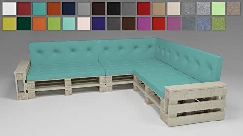 Rollmayer Palettenkissen mit Steppung Auflage für Europaletten Indoor und Outdoor Palettenpolster Kollektion Vivid (Türkis 17, 7er Set)