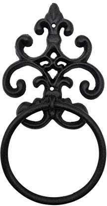 Comfy Hour Cast Iron Solid Towel Ring, Aged Old Fashioned Black - for Hanging Towel, Wash Cloth and Etc