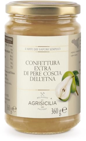 Agrisicilia Confettura extra Di Pera Coscia Dell' Etna, Specialità Sicilia, ideale per formaggi, crostate e dolci gourmet, vasetto da 360 grammi