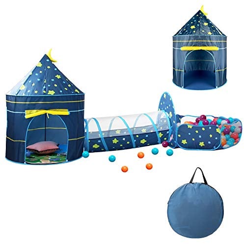 Spielzelte für Mädchen Jungen, CestMall 3 in 1 Kinder Spielzelt mit Hauszelt Ball Pool Tunnel, Kinder Pop Up Zelt Haus Palast Zelt Zelt Spielzelt mit Tragetasche für Jungen Mädchen Kleinkinder drinnen