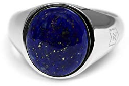 Herren Ring Silber Siegelring mit Stein blau massiv aus 925 Sterling Silber poliert rund oval | Männerschmuck aus Deutschland mit Geschenkverpackung (64)
