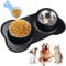 Double Dog Bowls Medium 700ml/Bowl Non Slip, with Silicon Tray Mats - Stainless Steel Food & Water Feeding Anti-overflow, for Medium Pets, Add Pet Food Scoop Black
