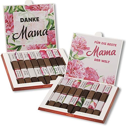 Aufkleber-Set passend für Merci Schokolade -Beste Mama- zum Muttertag mit vorgedruckten Aufklebern I selbstklebend I kreative Geschenk-Idee I Individuell I ohne Schokolade I dv941
