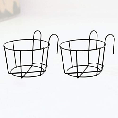 YARNOW 2pezzi Supporto Per Fioriere Sospese Ferro Da Design Artistico Per Balcone Giardino e Ufficio Nero