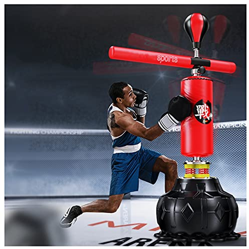 NENGGE Boxen Stanzen Speed Ball Boxsack Anti Stress Fitness Adjustable Punching Boxsack Set for Jugendliche und Erwachsene Adjustable Boxzubehör Standboxsack mit 360 ° -Reflexstange,Rot