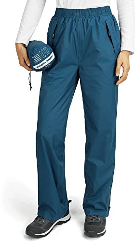 Outdoor Ventures Damen Regenhose Wasserdicht Atmungsaktiv Gefüttert Überziehhose - Winddicht Packbar Hose Leichte Softshellhose zum Wandern Fahrrad Navy Blau 46