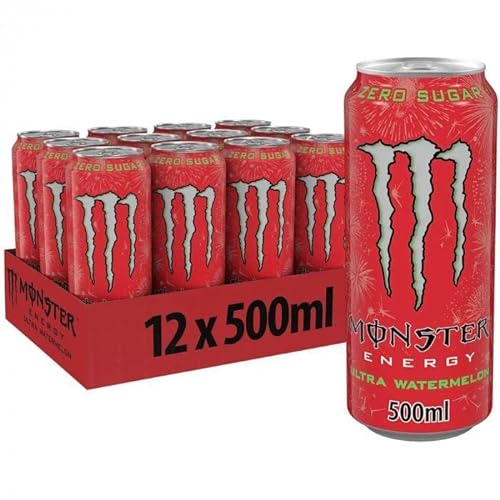 Monster Energy Ultra Watermelon Flavour (Pastèque) Zero Sugar Energy Drink 12 x 0,5l