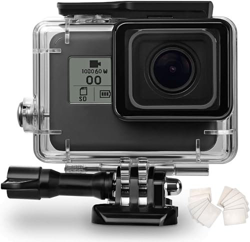 OKFUN Custodia impermeabile a doppia serratura per GoPro Hero 2018/7/6/5 Nero, Protettiva 34M/111FT Custodia subacquea con staffa Accessori per Go Pro Hero7 Hero6 Hero5 Action Camera
