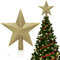 Weihnachtsbaum-Spitze aus Kunststoff, Glitter Baum Stern, Weihnachtsbaum Stern Spitze, Glitter Baum Stern Weihnachtsdekoration, Baumschmuck Glitzernde, für Weihnachtlicher Baumschmuck, 20 cm, Gold