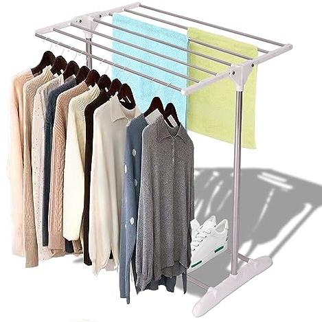 Pilipane Teleskop-Wäscheständer, verstellbar mit stabilem Ständer und Wäscheständer, Edelstahl-Rostschutz-Wäscheständer, wäschetrockner ständer Geeignet für Innenhof, Wohnzimmer, Toilette