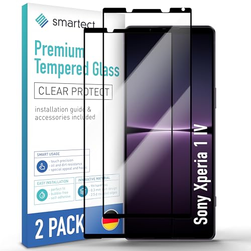 smartect Vetro Temperato [2 Pezzi, Full Screen] compatibile con Sony Xperia 1 IV, Pellicola Protettiva HD Anti Graffio, Senza Bolle, Durezza 9H, Ultra Resistente