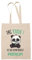Tote Bag Pas touche panda beige | Sac coton cabas réutilisable prénom nom métier personnalisé | Idée cadeau customisable