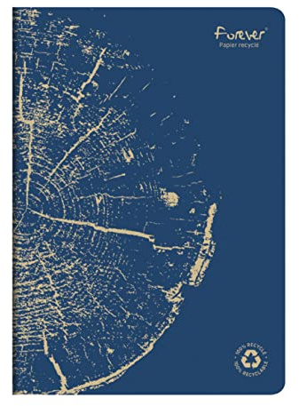 Clairefontaine 684662C - FOREVER Premium Heft DIN A4, 21x29,7cm, 90g Recycling Papier, 48 Blatt, liniert, Blau, 1 Stück