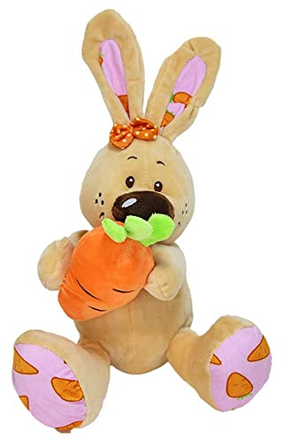 Hase mit Karotte Stofftier - Farbe braun - ca. 33 cm, Osterhase Kuscheltier, Plüsch Hase, Kuscheltier Hase, Stofftier Hase, Plüschtier Hase, Kleiner Hase