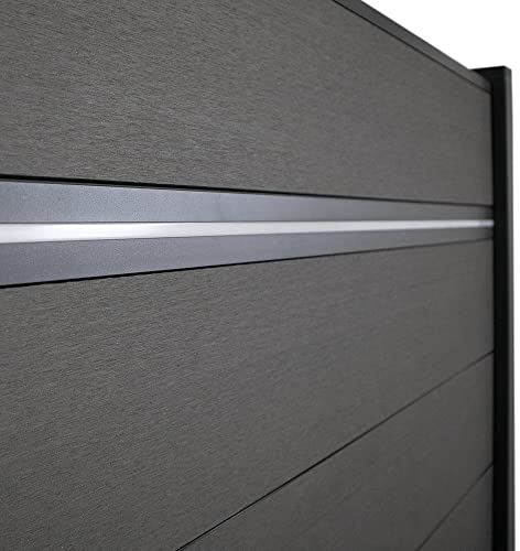 INOSAR - WPC Sichtschutzzaun LED Leiste Kaplan Modern Solar robust Neutralweiß mit Alu Abdeckung 1,84 m x 20 cm x 2 cm
