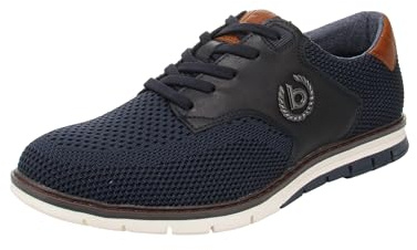 bugatti Schnürhalbschuh aus atmungsaktivem Materialmix, Memory Foam, elastische Schnürsenkel, Dunkelblau, 45 EU