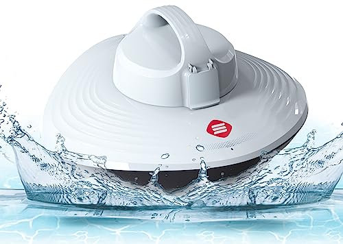 Grennix Aspirapolvere senza fili per piscina fuori terra e piscina interrata, pulitore automatico dell'acqua con manico superiore, robot per l'aggancio automatico con filtro, trasparente