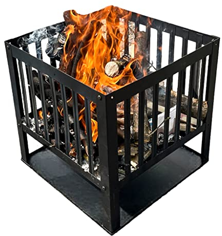 Feuerkorb 40cm Schwarz mit Bodenschutz - Robuste Feuerschale für Garten und Terrasse - Inklusive Schutz für den Untergrund - ProLiving Feuerkorb