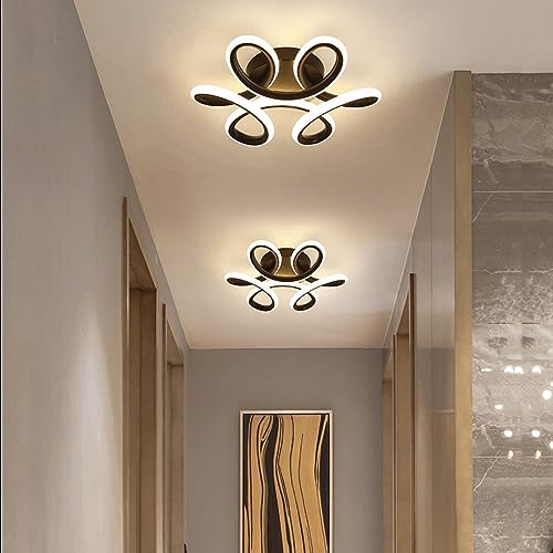 ELINKUME 30W Modern Flush Ceiling Light,10In Black LED Ceiling Lights Fixture with Spiral Curved Rings for Hallway Entryway Foyer Living Room Bedroom Kitchen Storeroom Garage Kids Room