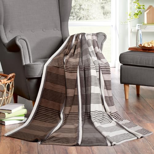 Bestlivings Kuscheldecke superflauschige Mikrofaser Decke 150x200cm (Streifen) Flauschige Wohndecke für Sofa, Couch und Bett, Tagesdecke Oeko-TEX - Sofaüberwurf