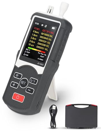 Luftqualitäts-Verschmutzungsmonitor, 0,3 μm ~ 10 μm Pm2,5 Staubpartikelzähler, Datenlogger, Luftqualitätstester für Innen/Außen, Tragbares Professionelles