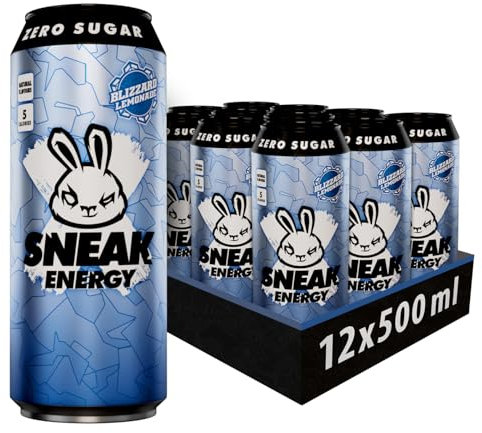 SNEAK | Blizzard Lemonade Cans | Zero Sugar, Low-Calorie Energy Drink for Sustained Concentration & Focus | 500ml x 12