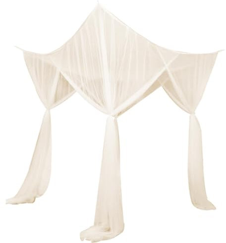 MagiDeal 4 Eckpfosten-Himmelbett-Vorhang zum Aufhängen, Bettvolant, Bettwäsche-Drape-Abdeckung, Schlafzimmer-Bett-Himmel-Vorhang, Bettvorhang für Frauen, Beige