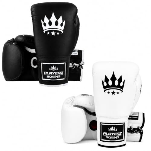 Playerz SparTech - Guantes de boxeo de encaje | Guantes de boxeo con cordones para boxeo, Muay Thai Kickboxing y entrenamiento de MMA | Guantes de entrenamiento de 10 onzas, 12 onzas, 14 onzas, 16