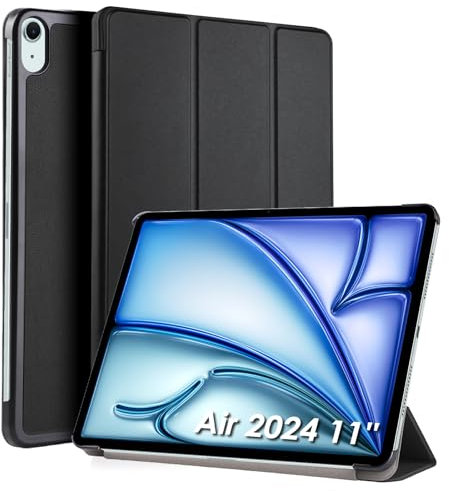 WD&CD Portable Electronic Device Cover Compatible para iPad Air 2024 11'' Case, Cuero Funda Compatible con iPad Air 11 (2024), 11 Pulgadas Protector, PC+PU Case Libro con Soporte Función, Negro