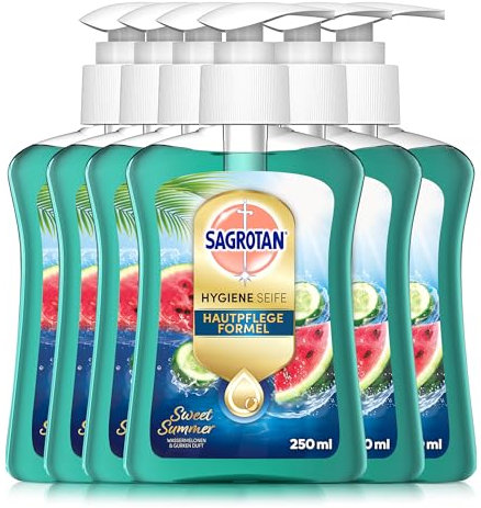 Sagrotan Handseife Sweet Summer Limited Edition – Feuchtigkeitsspendend – 6 x 250 ml Handseife