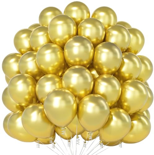 Teselife Palloncini Oro Metallizzato, 100Pcs 12 Pollici per Uomini Donne Compleanno Baby Shower Anniversario Laurea Decorazioni Natalizie per Feste Fidanzamento
