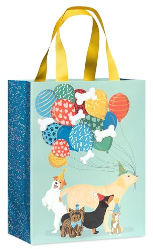 Papyrus 33 cm große Geschenktüte (Hunde mit Luftballons) für Geburtstage und alle Anlässe (1 Beutel)