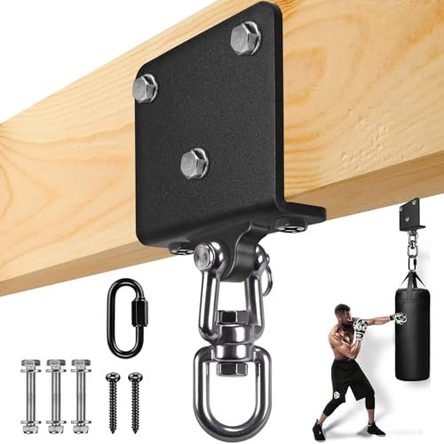 BeneLabel Support de Sac de Frappe, Fixation Poutre pour Sac de Boxe Suspension Crochet Lourd 360 Rotation Mousqueton Pivotant pour Accélérer l'exercice Entraînement Muay Thai Balançoire Hamac,1000lbs