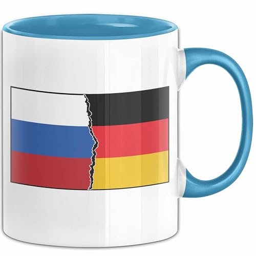 Russe Tasse Geschenk Russland Deutschland Flagge Geschenkidee (Blau)
