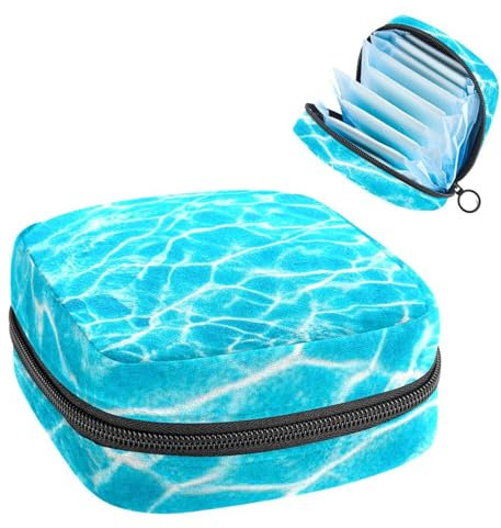 Sac de rangement pour serviettes hygiéniques, pochette pour gobelets menstruels, porte-serviettes menstruelles, organiseur pour femmes et filles, fond abstrait de la surface de l'eau de la piscine