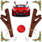 Gcffom Rentiergeweih Auto, Auto-Geweih-Dekorationsset, Weihnachtsdeko Auto Rentier Rentier Autokostüm Reindeer, Rentiergeweih-Nasen-Set, Weihnachtsfahrzeug Dekoration