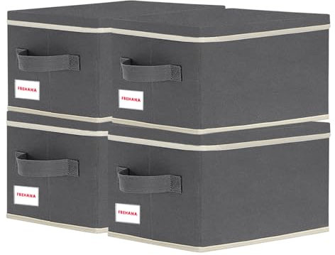CD/DVD Storage Box Universal, Stackable CD/DVD Organizer with lid, Blu-ray disc Media Holder, Video Game Disk, Album, 4Pack can Hold 180cd / 80dvd Gray