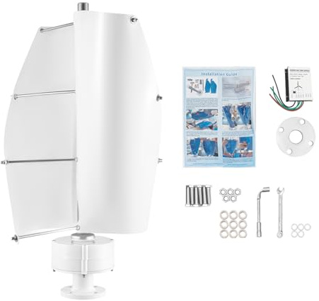 Windkraftanlage, 100W IP67 Vertikale Windrad Stromerzeugung mit Controller, Aluminiumlegierung Windenergie für Zuhause Boote, Pavillons, Hütten Oder Mobile Häuser (Weiß 24V)