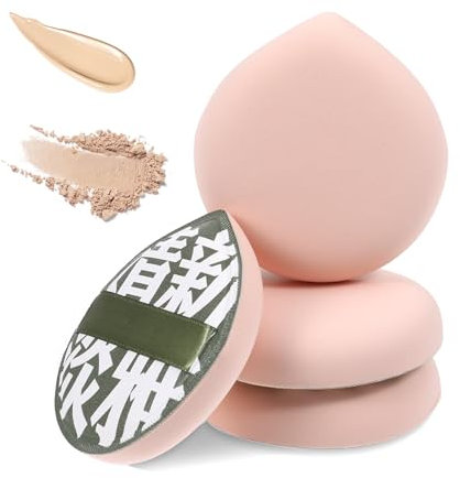 Koreanischer Make-up-Schwamm für Foundation, Concealer und Puder, Tropfenfassung, Puderquaste, Make-up-Kissen, Foundation-Schwamm, Blenderschwamm für Flüssigkeit, Creme und Puder (große Größe) – B, 4