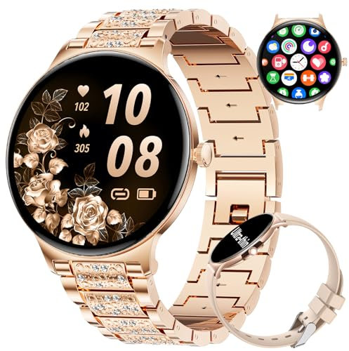 LIGE Smart Watch for Women(2 Bands), Ultra-thin 1.43 HD AMOLED Smartwatch for Android iOS,Fitness Tracker with 120+ Sport Modes/Heart Rate/IP67 Waterproof/SpO2/Sleep Monitor,Rose Gold
