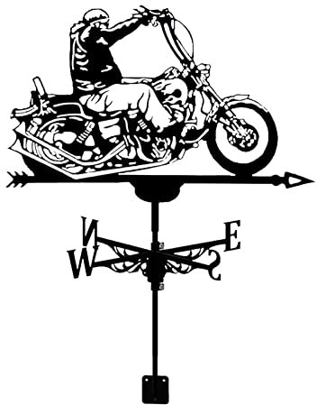 Wetterfahnen für Motorräder, Schwarze Wetterfahne, Edelstahlfarbe