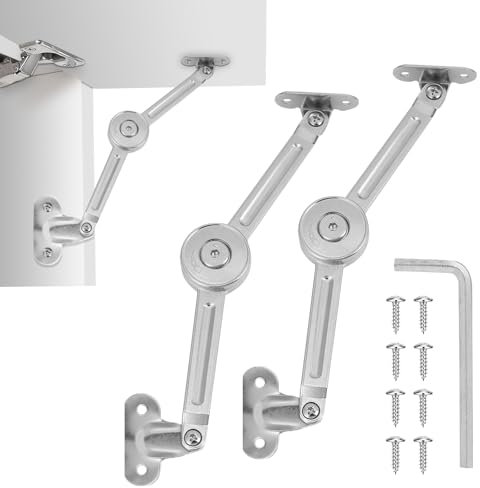 HBL' 2 Pack | Lid Support Hinges Heavy Duty Lid Stay Hinge – 110° Open Angle, Free Stop, Tension Adjustable, Supports Up to 22.5KG for Upper Cabinets & RV Cabinets.