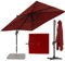 RELAX4LIFE Parasol Déporté Rectangulaire 2.5x2.5M, Parasol de Jardin Exterieur Inclinable et Rotative 360° par Pédale en Polyester Anti-UV avec 8 Baleines pour Plage Jardin Patio Café Bistro, ROUGE