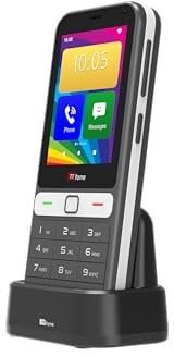 TTfone TT280 – Téléphone à Barrette 4G Dual SIM Simple avec Android, écran Tactile de 2,8, Clavier, caméra 2MP, USB-C - Mobile déverrouillé Facile à Utiliser (avec Chargeur de Quai)